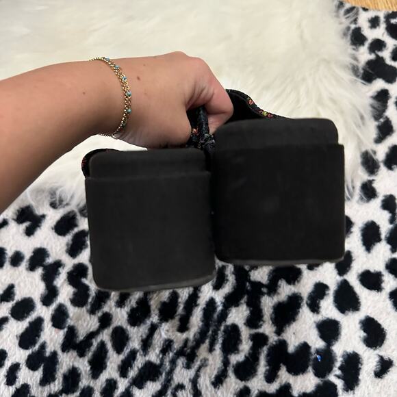 Sam Edelman Wendi Floral Platform Slide Sandal Black Size 8 - Picture 3 of 6